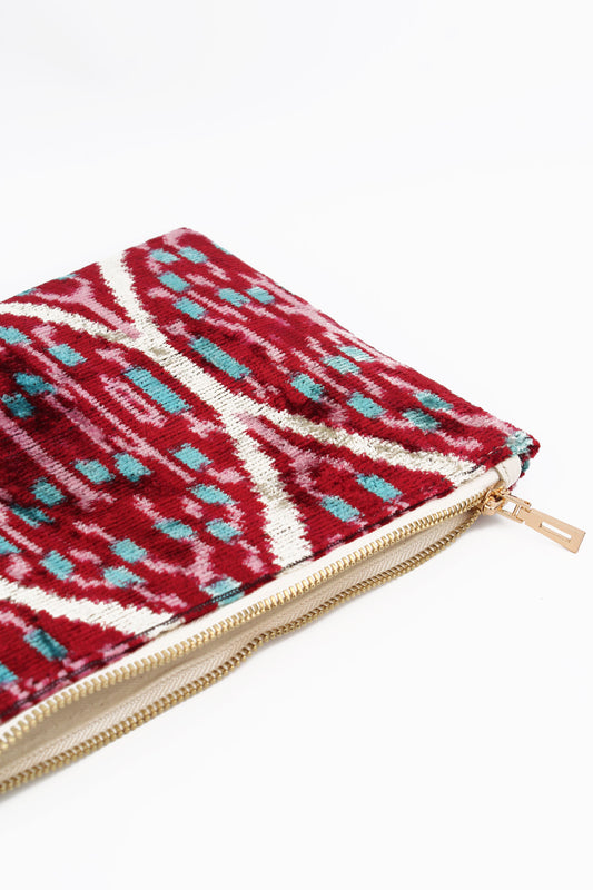 PLUM PATTERNED ZIP CLUTCH
