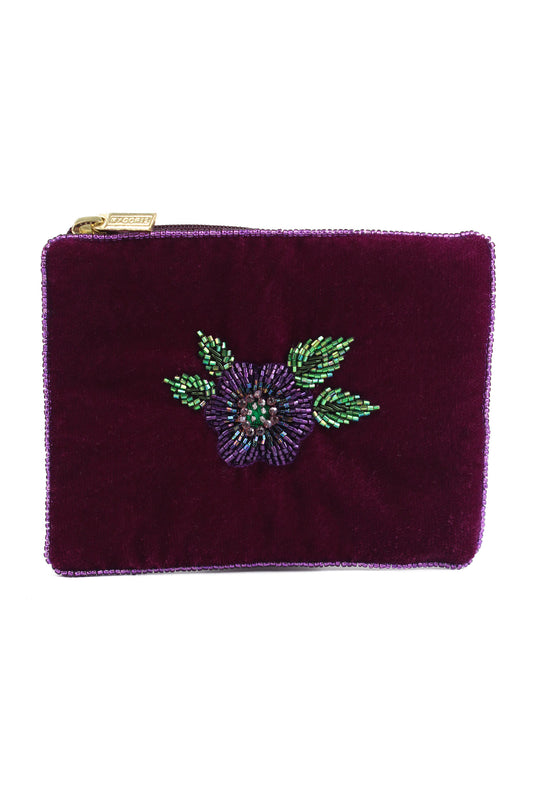 PURPLE FLOWER SMALL POUCH