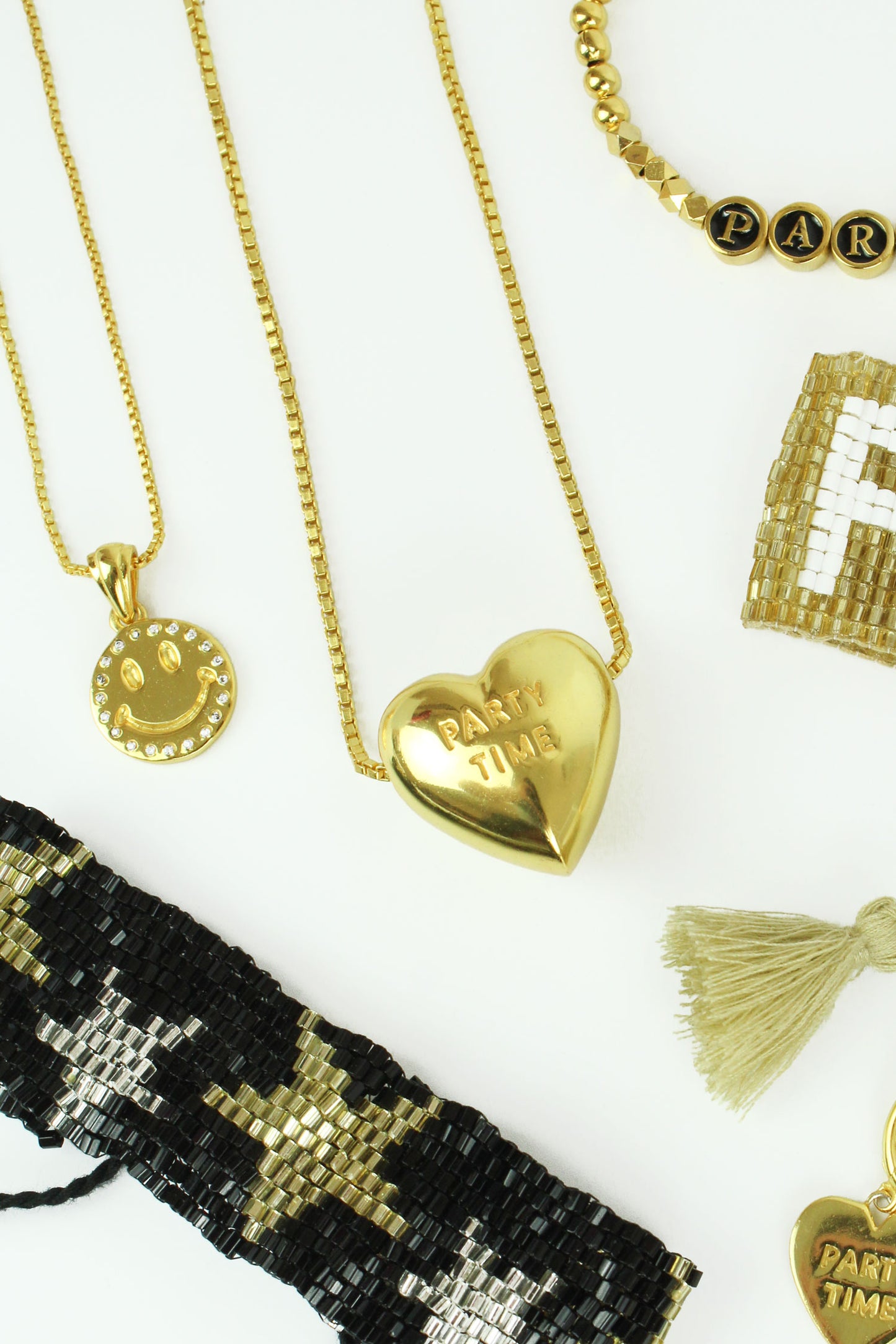 SMILE FACE CZ OUTLINE PENDANT NECKLACE (8011146133720)