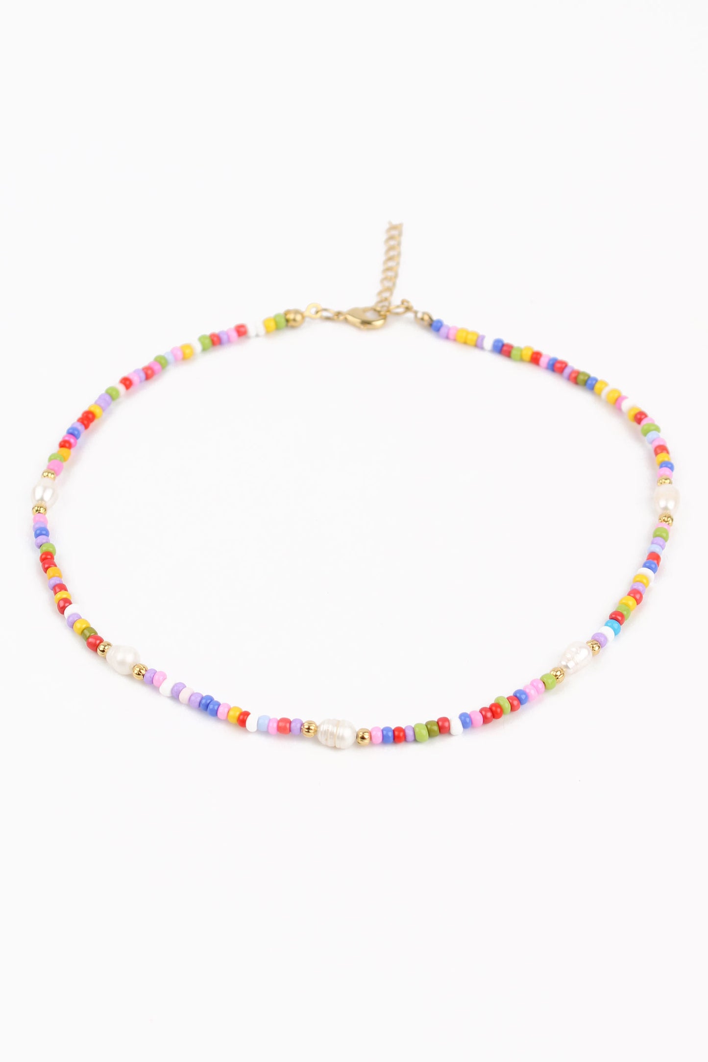 RAINBOW BEADED AND PEARL NECKLACE
