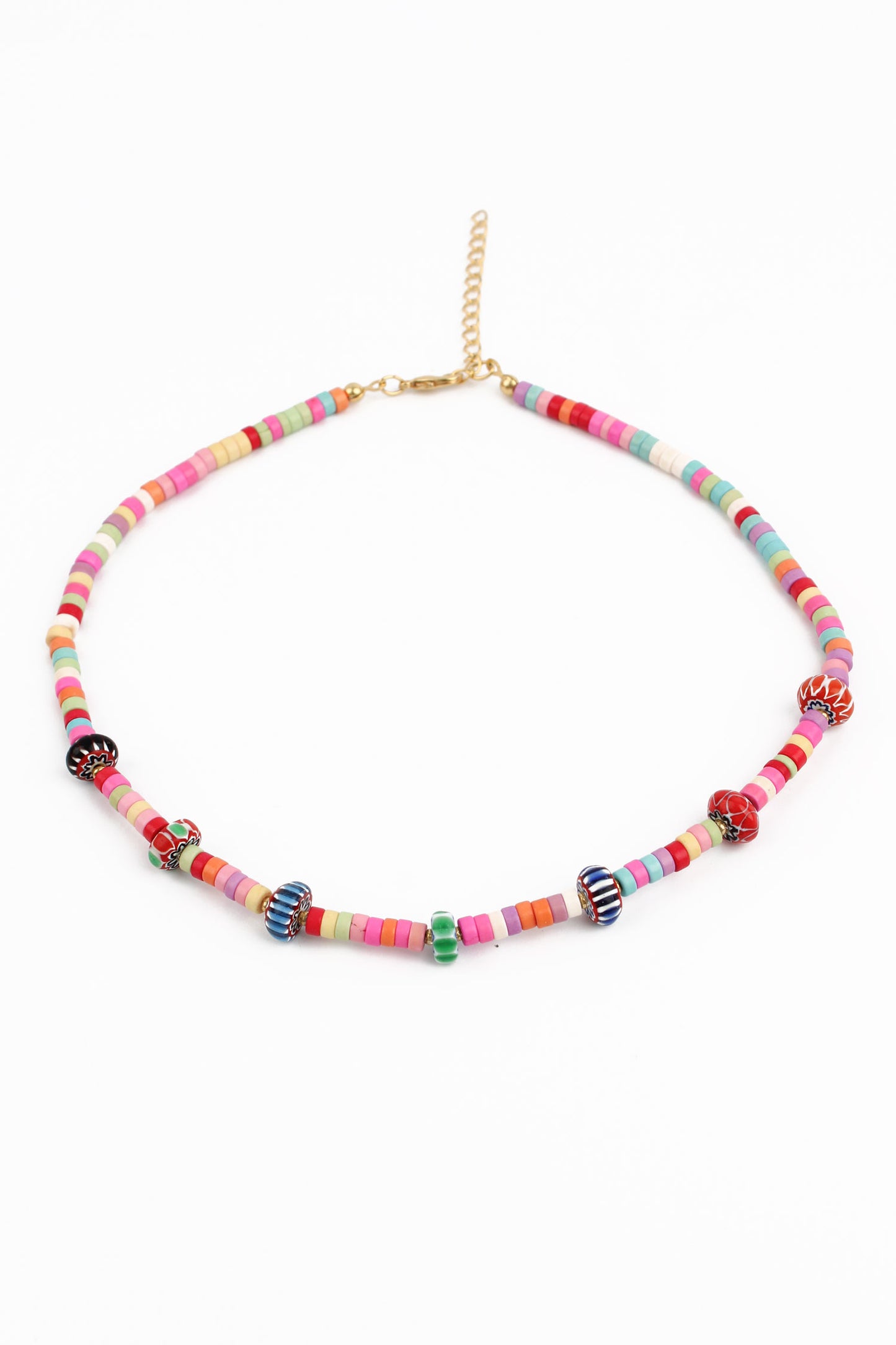 RAINBOW BEADED CHARM NECKLACE