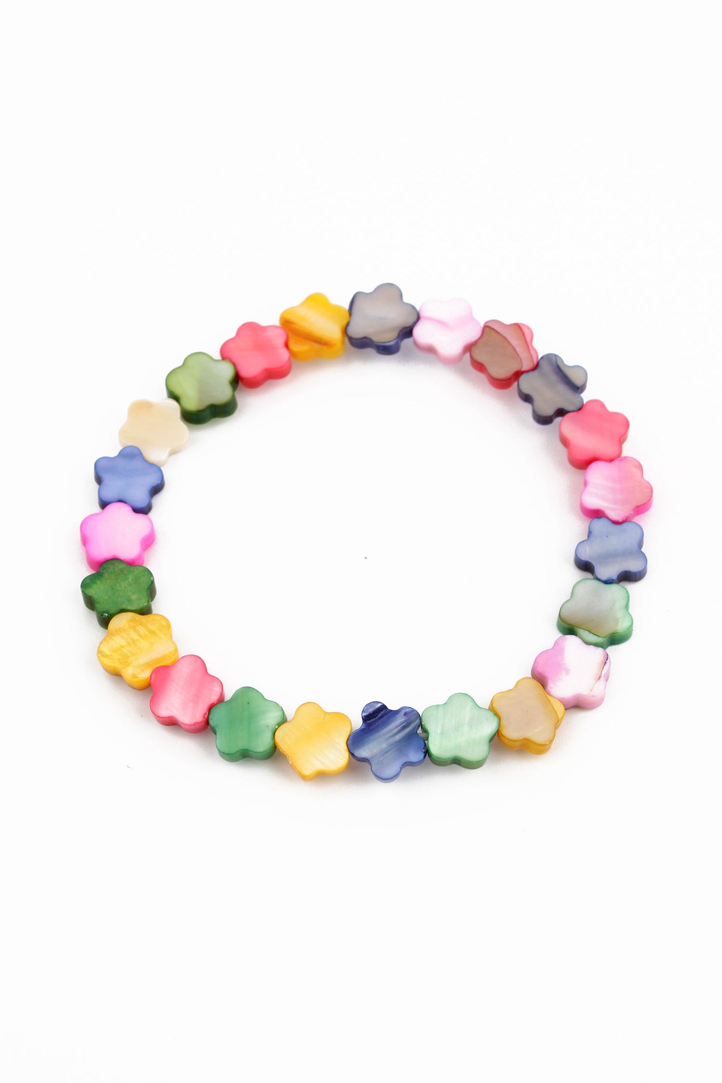 RAINBOW MOTHER OF PEARL FLOWER BRACELET