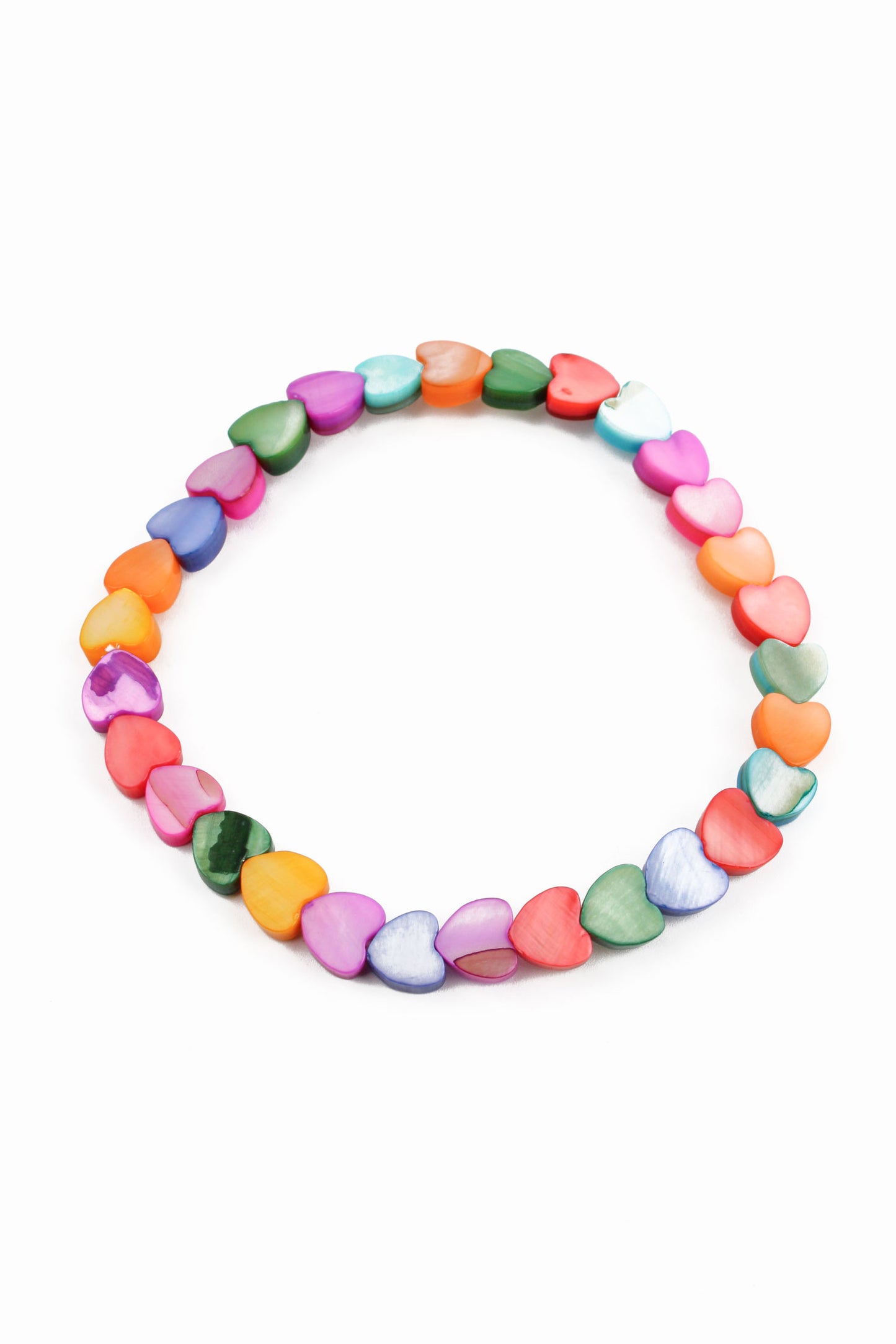 RAINBOW MOTHER OF PEARL HEART BRACELET