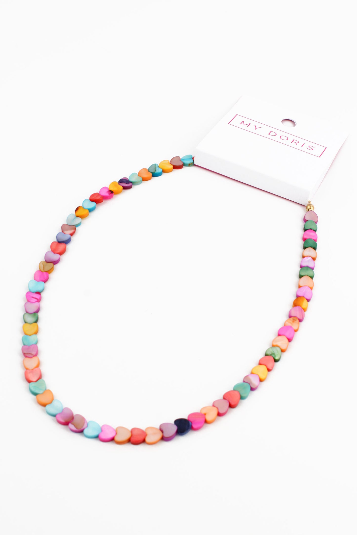 RAINBOW MOTHER OF PEARL HEART NECKLACE