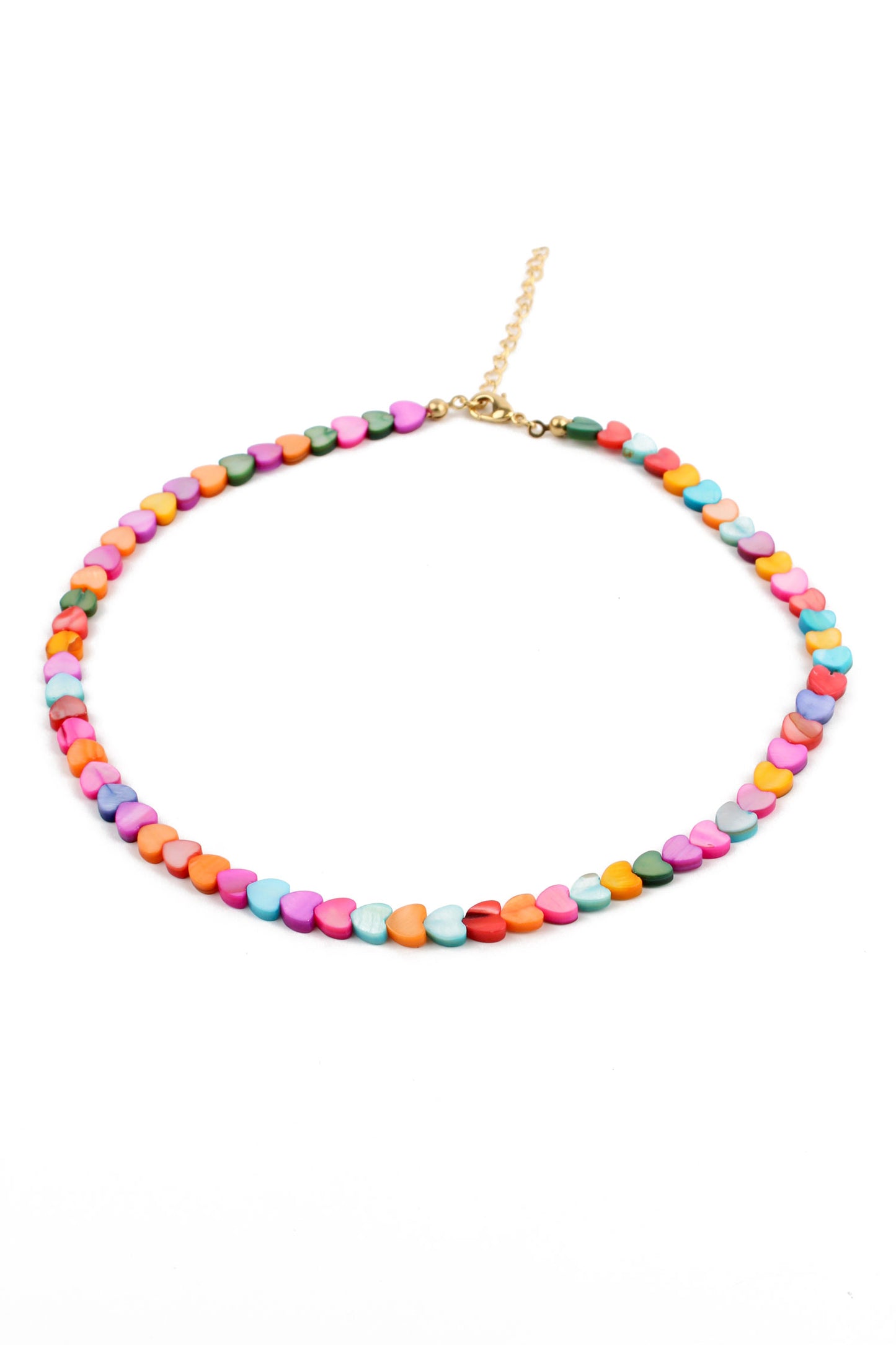 RAINBOW MOTHER OF PEARL HEART NECKLACE