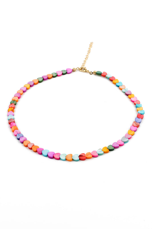 RAINBOW MOTHER OF PEARL HEART NECKLACE
