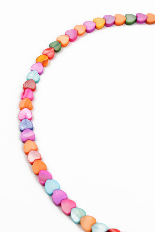RAINBOW MOTHER OF PEARL HEART NECKLACE