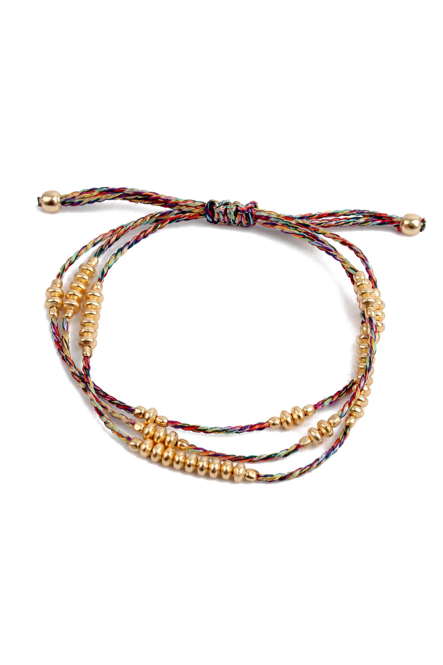 RAINBOW ROPE GOLD METAL BEAD BRACELET