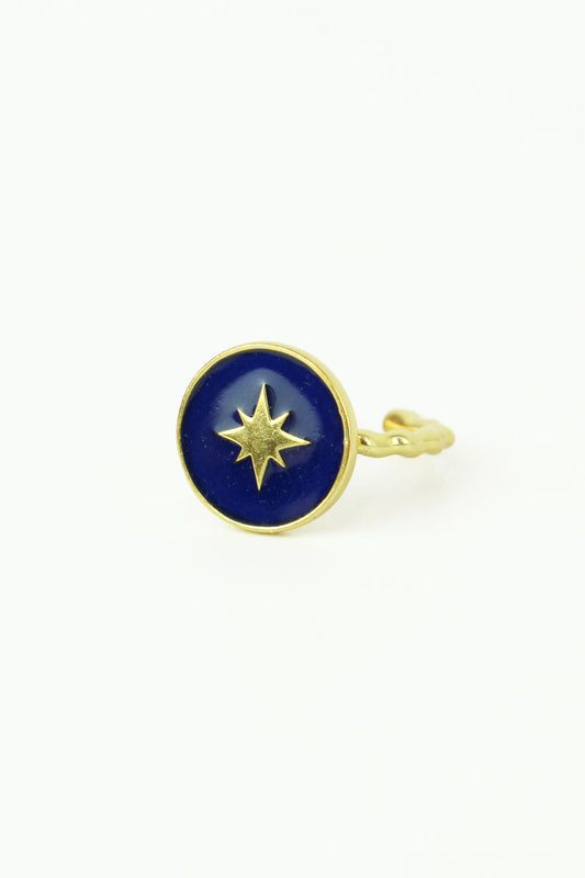 NAVY ENAMEL STARBURST RING (7070002184379)