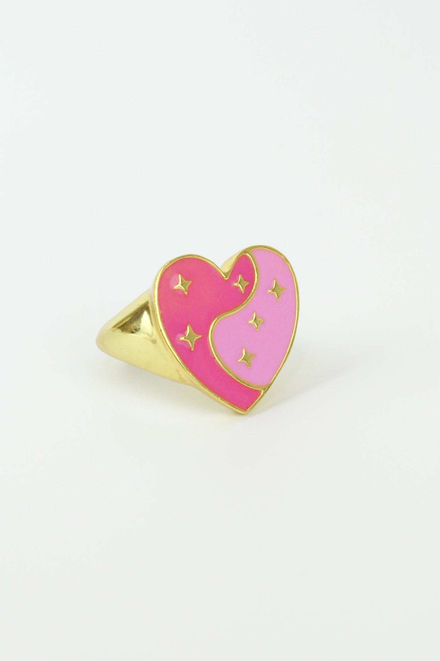 PINK ENAMEL HEART STAR RING (7965655040216)