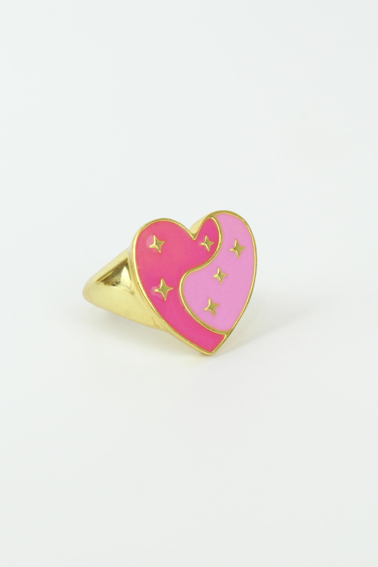 PINK ENAMEL HEART STAR RING (7965655040216)