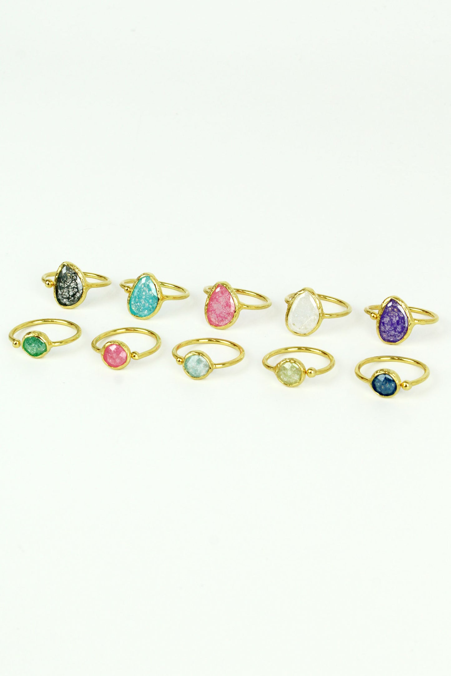 CIRCLE & TEARDROP RINGS: PACK OF 10 (8011144528088)
