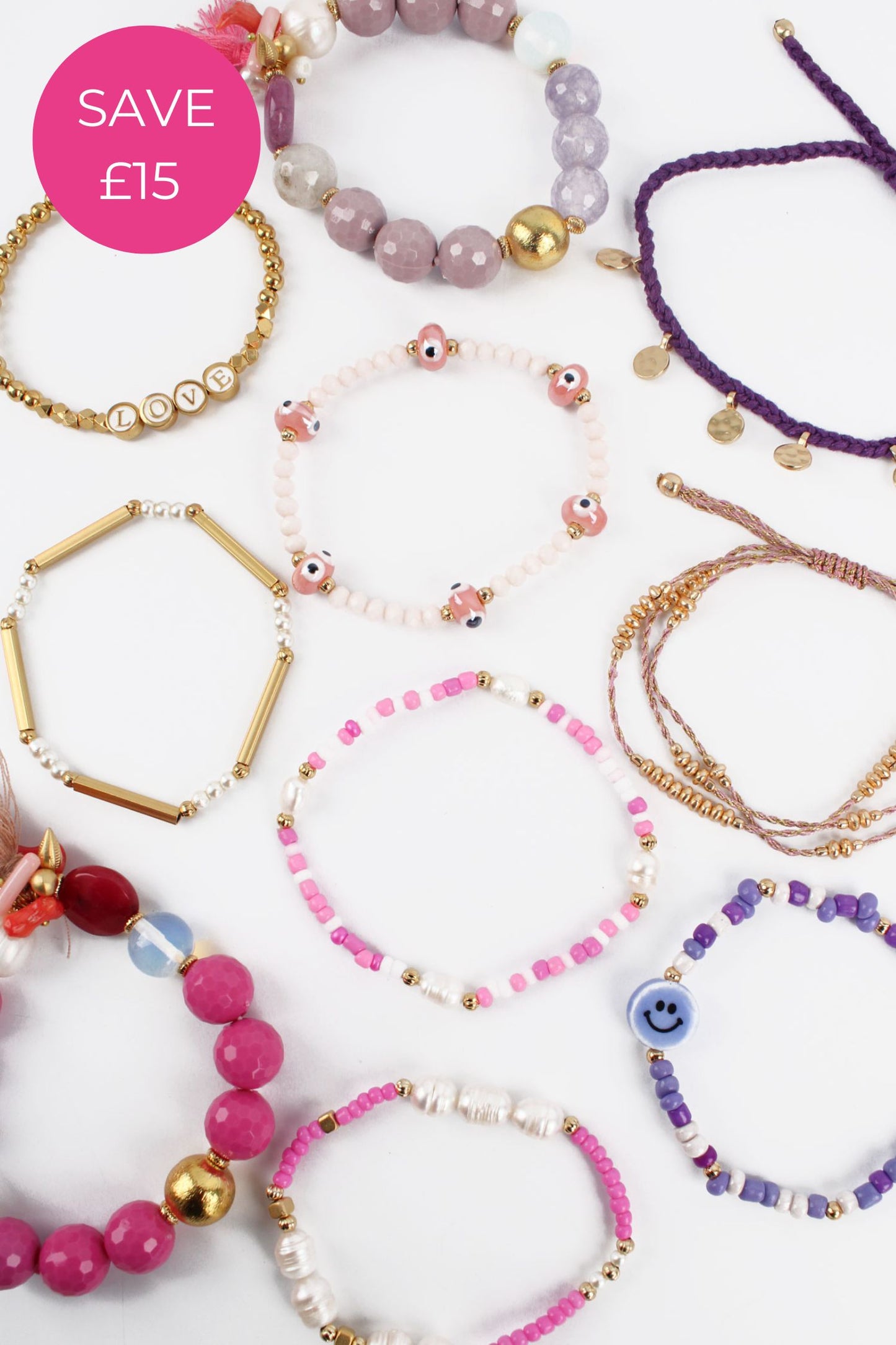 THE PINK ONE: PACK OF 10 BRACELETS