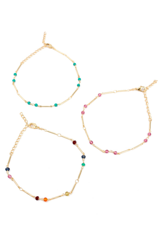 SET OF 3 - CRYSTAL CHAIN BRACELET