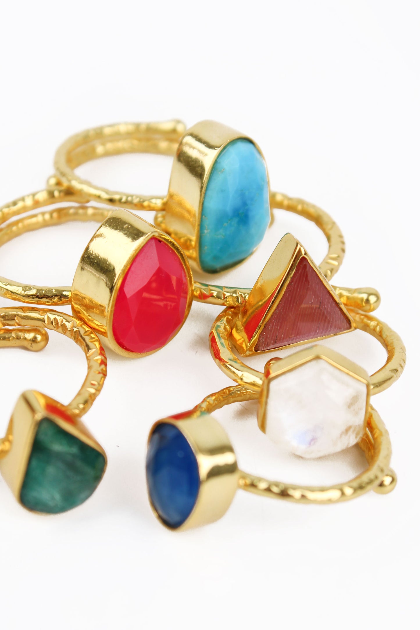 SET OF 6 MIX SEMI PRECIOUS RINGS