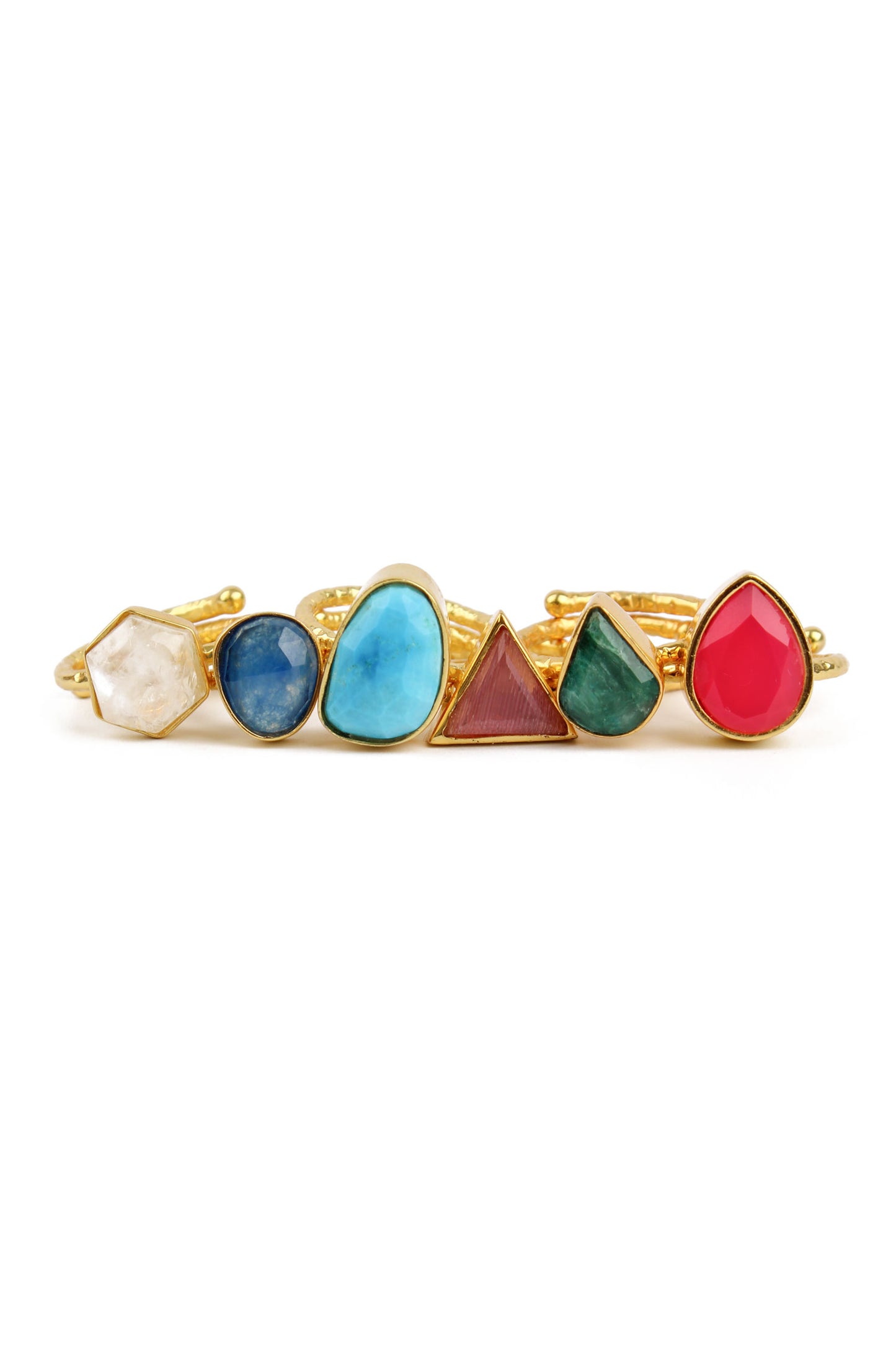 SET OF 6 MIX SEMI PRECIOUS RINGS