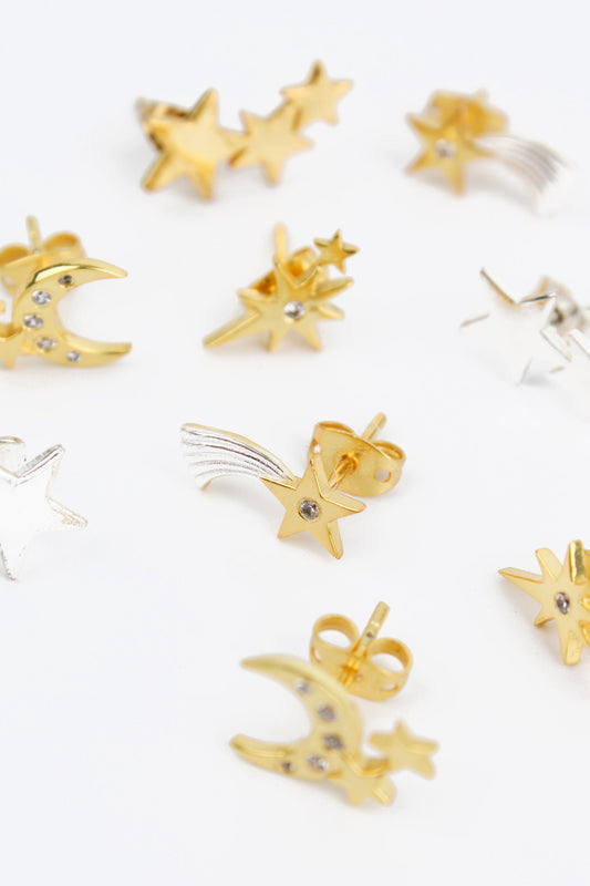 SHOOTING STARS MIXED PACK OF 5 STUD EARRINGS