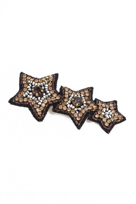 SILVER AND GUNMETAL STAR HAIR CLIP
