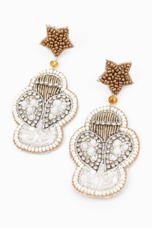SILVER AND PEARL ANGEL EARRINGS