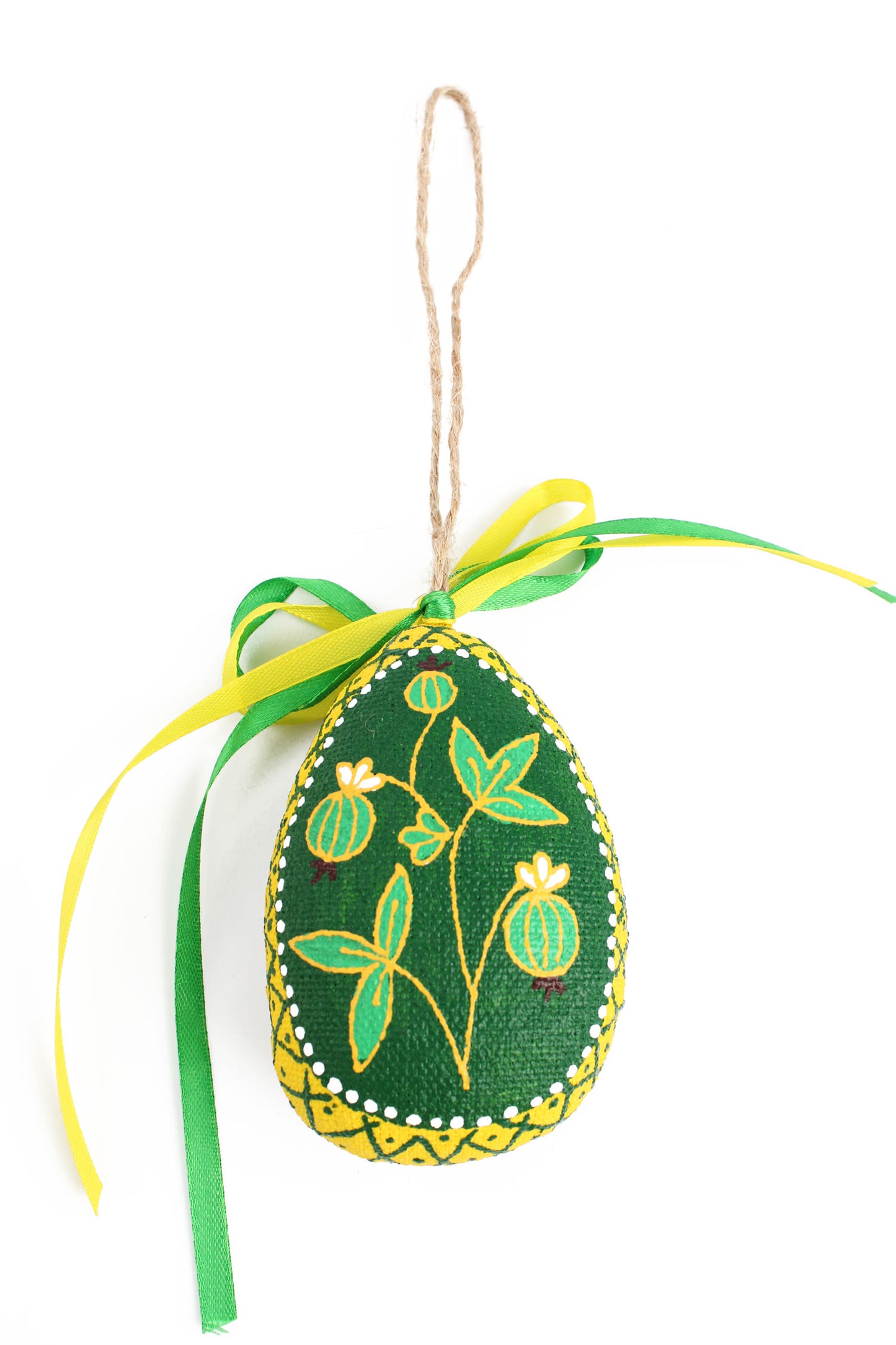UKRAINIAN FOLK ART | GREEN EASTER EGG HANGING DECORATION