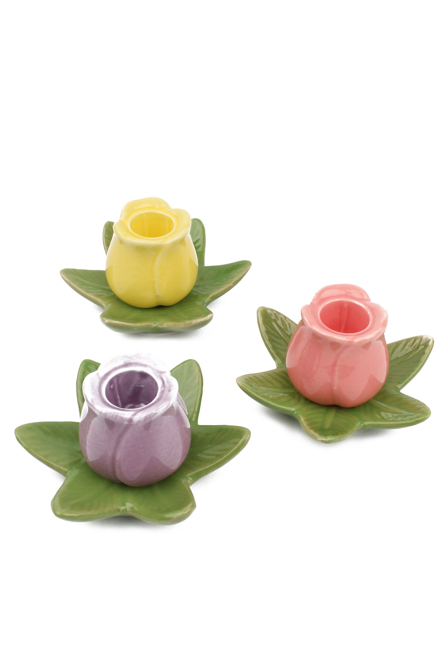 SMALL PORCELAIN TULIP CANDLESTICK HOLDERS PACK OF 6