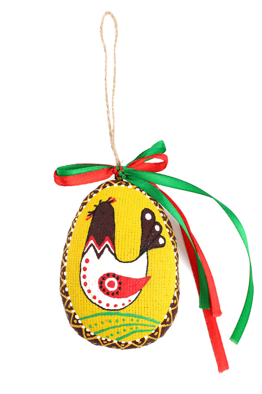 UKRAINIAN FOLK ART | YELLOW EASTER EGG HANGING DECORATION
