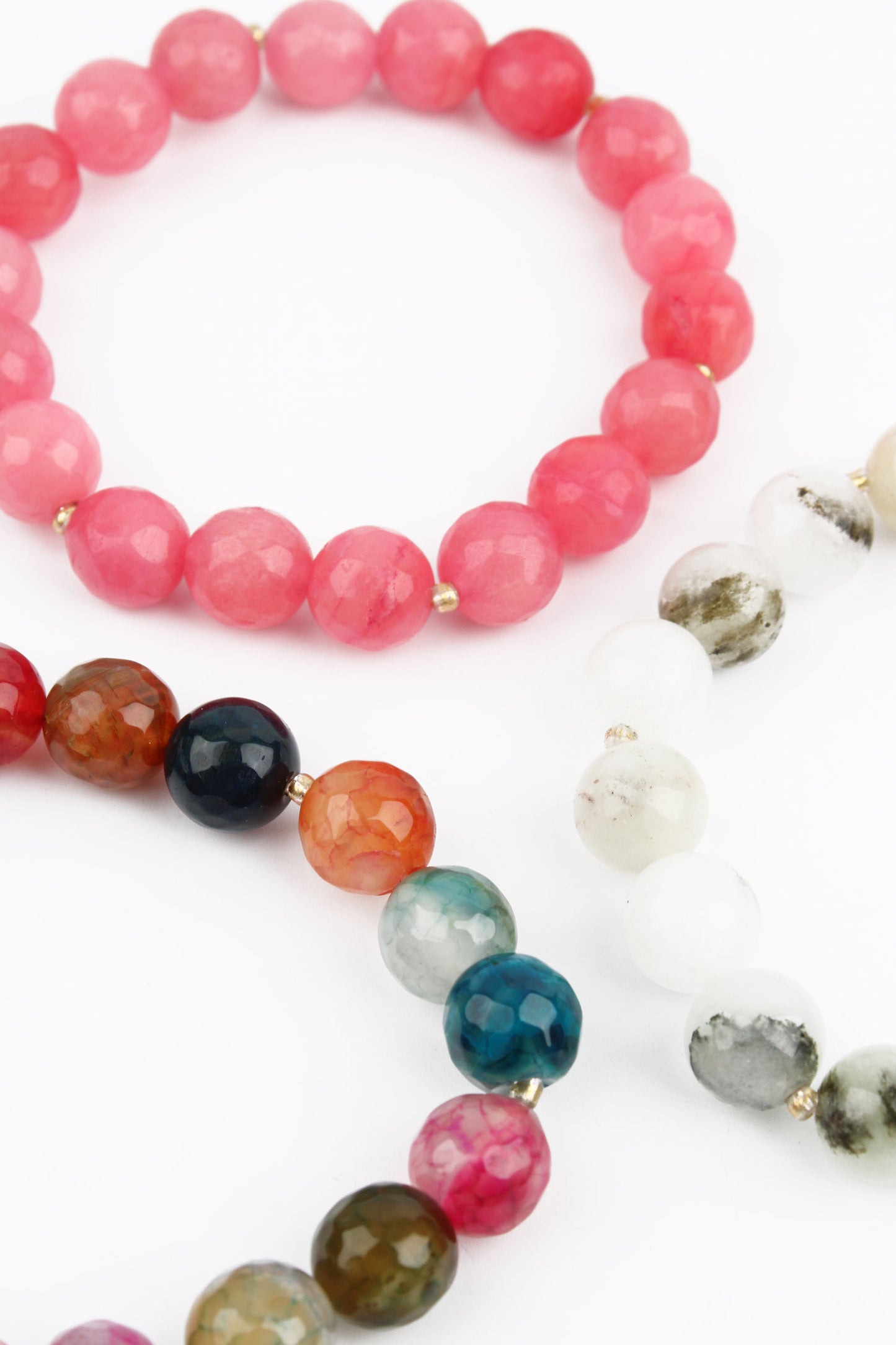 WHITE BEADED STONE ELASTIC BRACELET