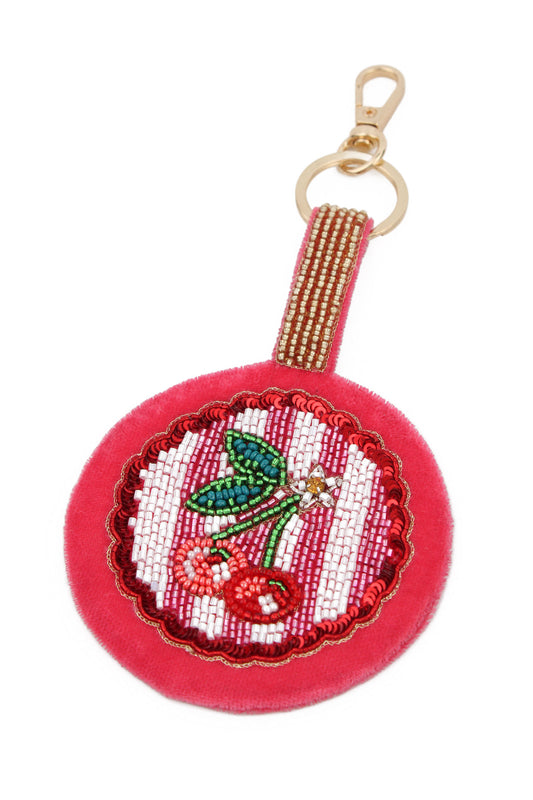 SUMMER CHERRY ROUND KEYRING/BAG CHARM