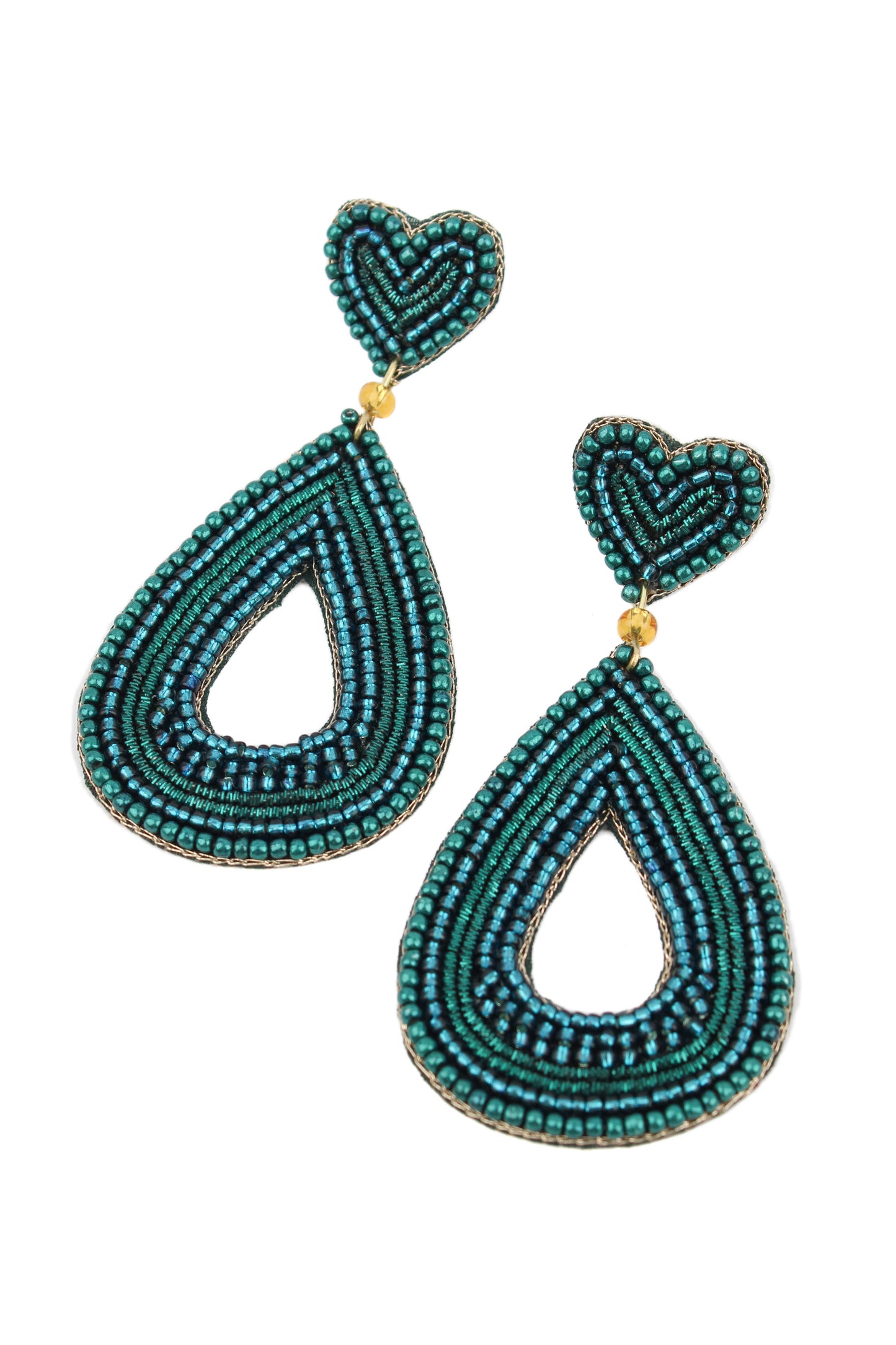 TEAL DROP BEADED EARRINGS