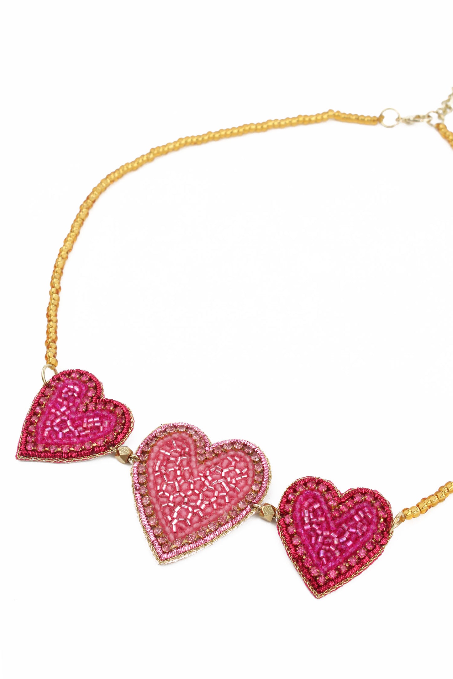 TRIPLE BEADED HEART NECKLACE