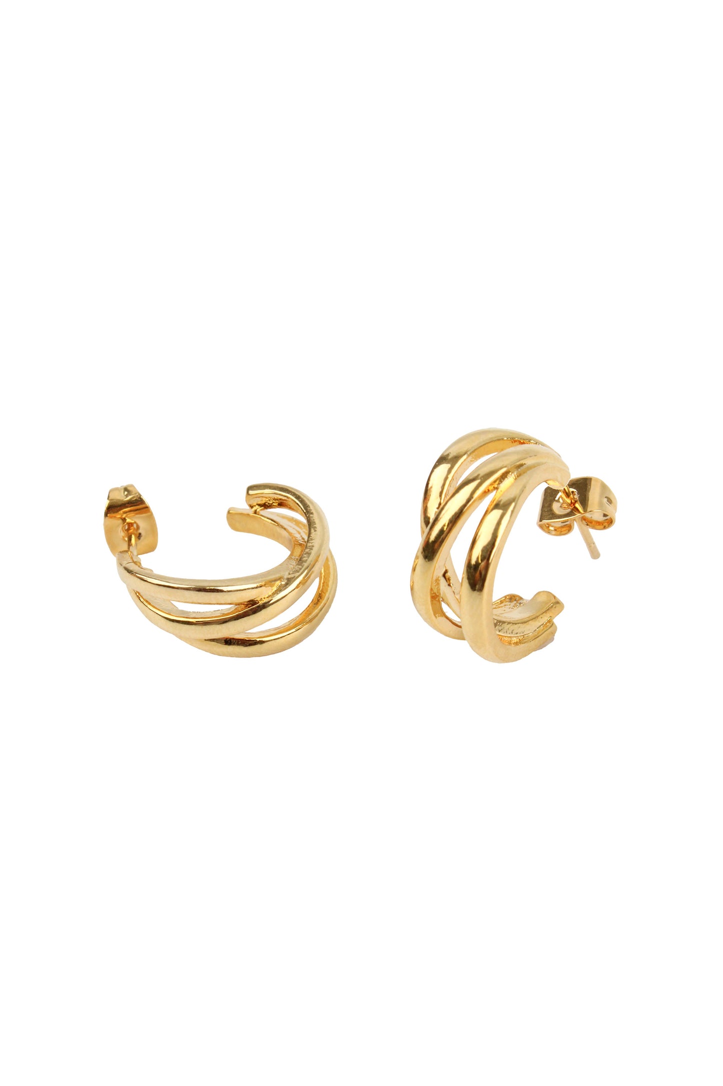 TRIPLE GOLD HOOP EARRINGS