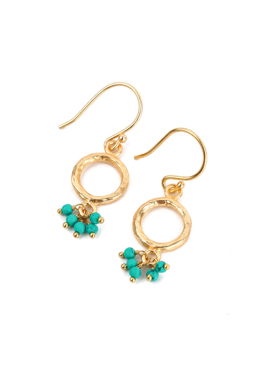 TURQUOISE CIRCLE DROP HOOP