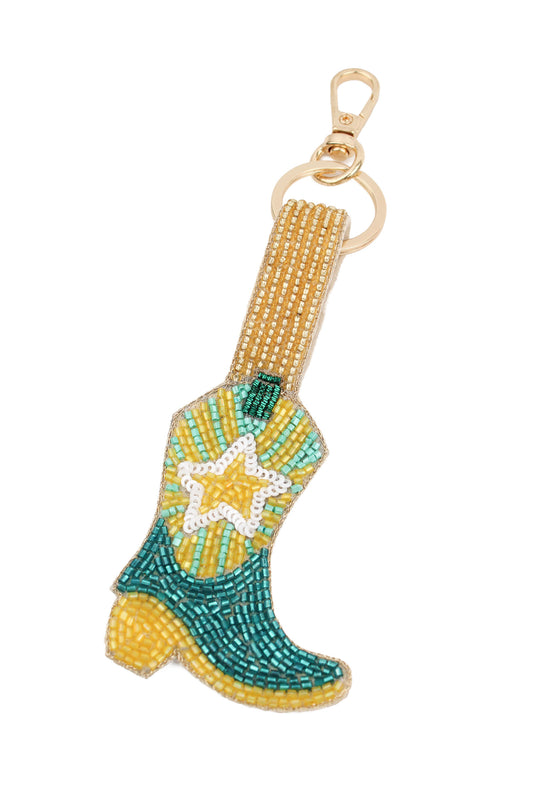 TURQUOISE COWGIRL BOOT KEYRING/BAG CHARM