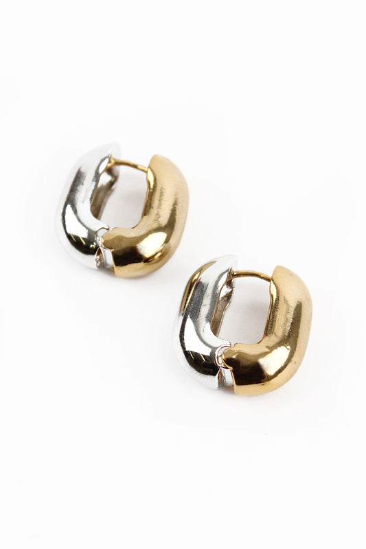 TWO TONE CHUNKY EARRING