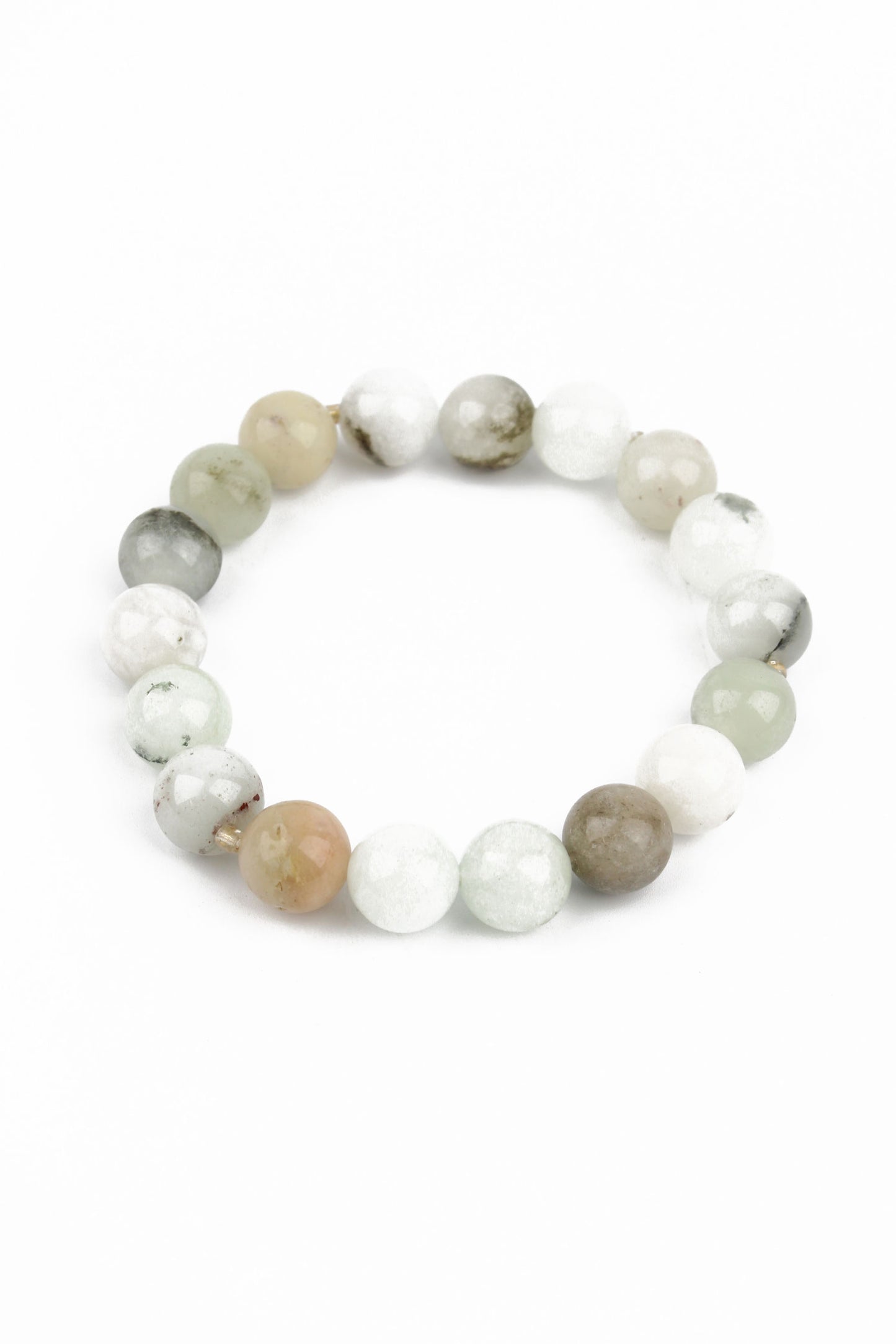 WHITE BEADED STONE ELASTIC BRACELET