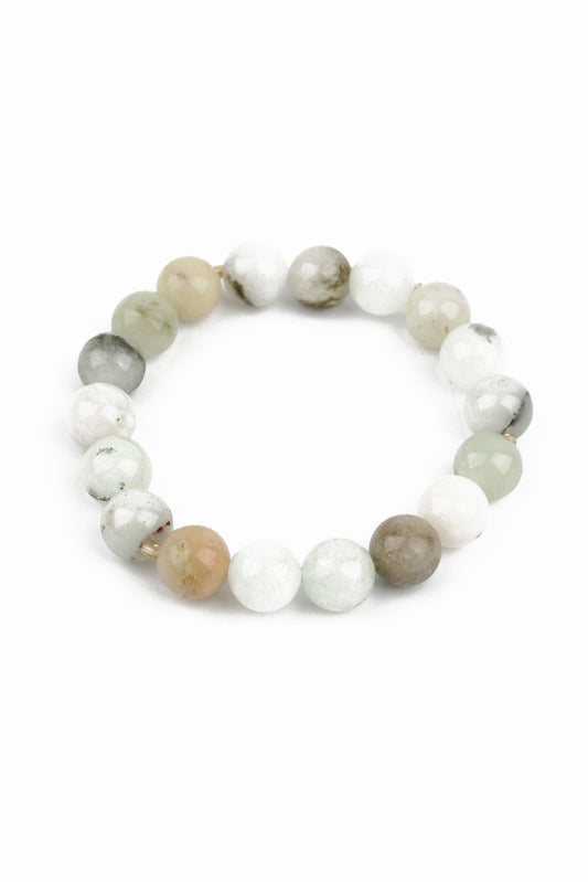 WHITE BEADED STONE ELASTIC BRACELET