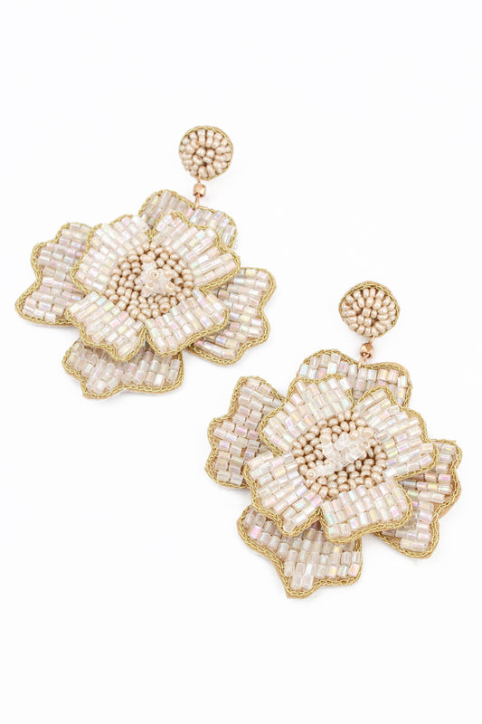 WHITE LARGE FLOWER EARRING