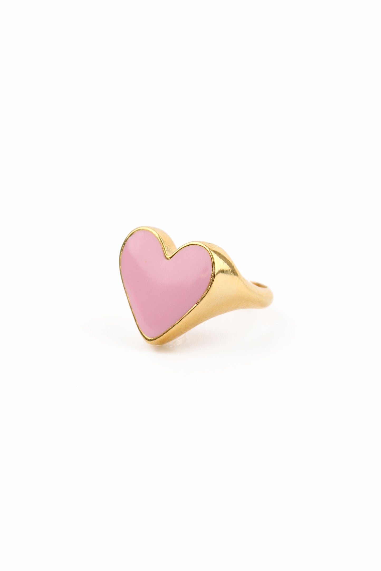 PINK LARGE HEART ENAMEL RING