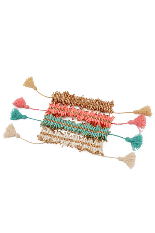 WIGGLY BEADED BRACELETS - SET OF 4
