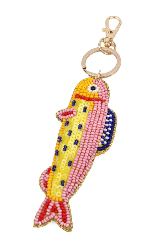 YELLOW AND PINK FISH KEYRING/BAG CHARM
