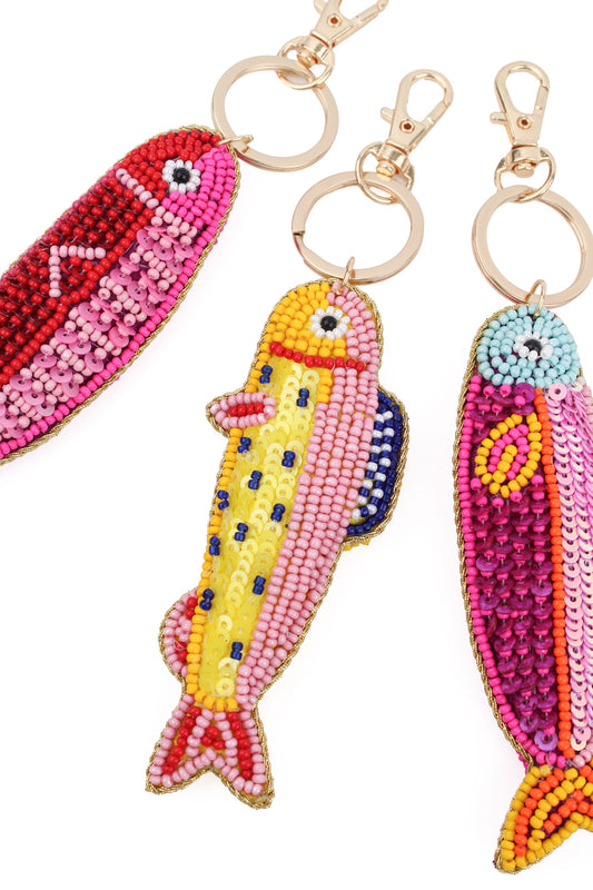 YELLOW AND PINK FISH KEYRING/BAG CHARM