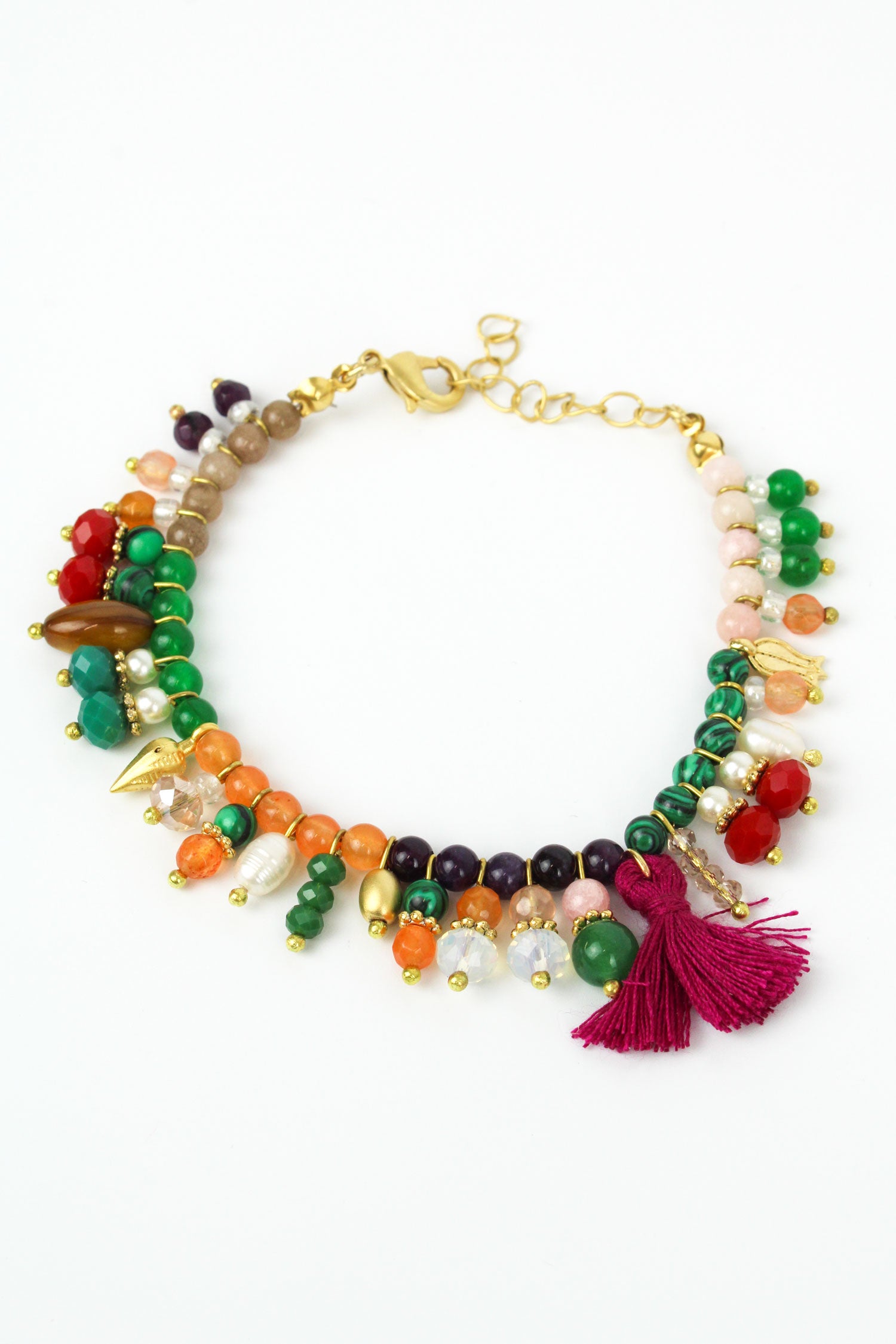 MULTI-BEADED CHARM & TASSEL BRACELET (7732908032216)