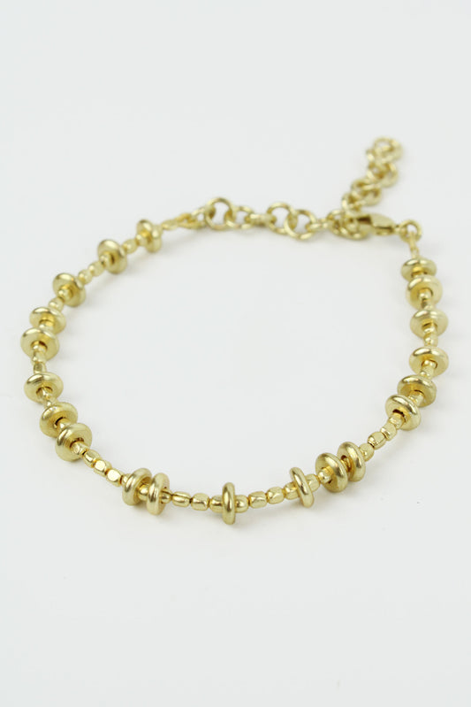MIXED METAL DISC BEAD BRACELET (7585408188632)