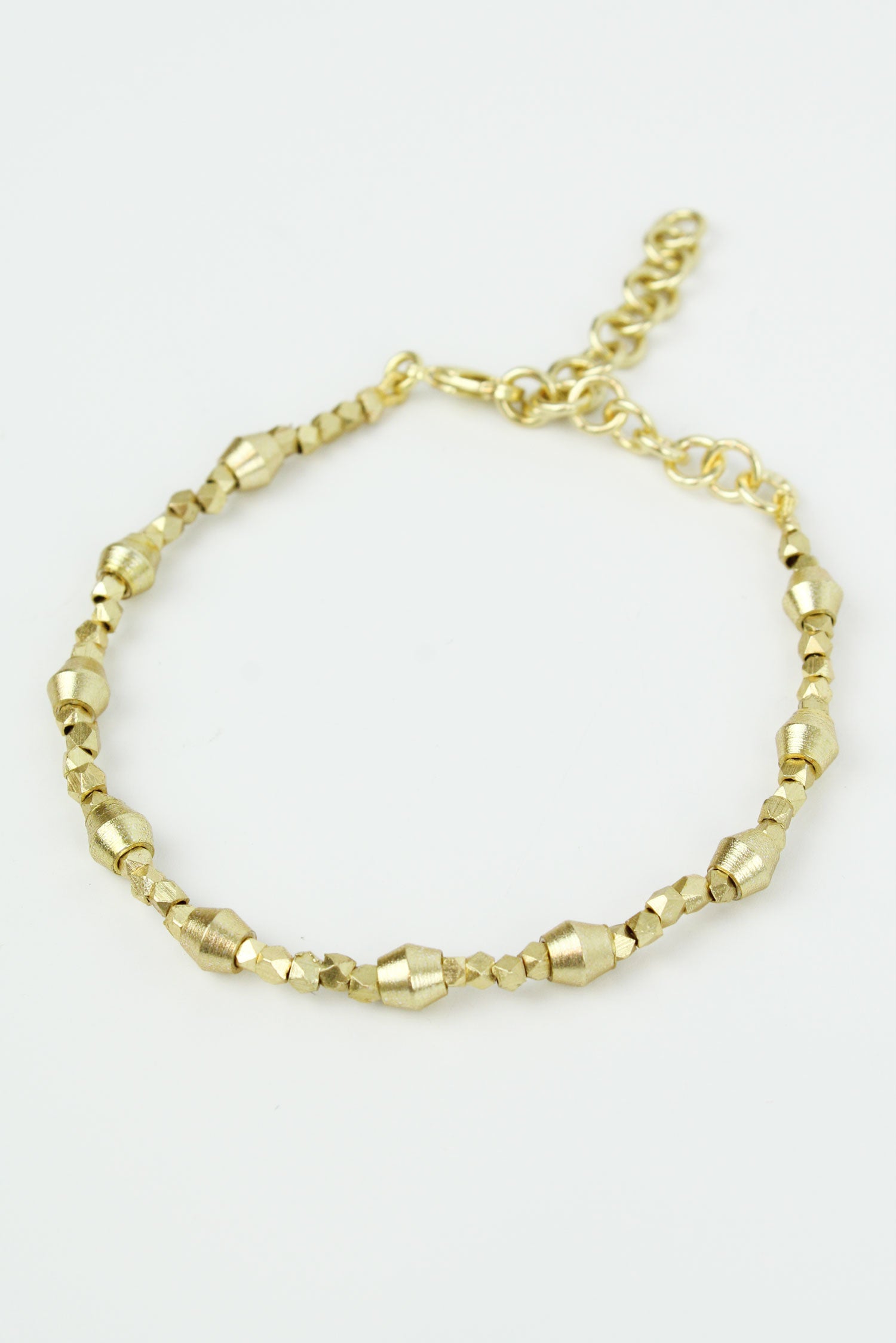 MIXED METAL HEXAGON BEAD BRACELET (7585437253848)