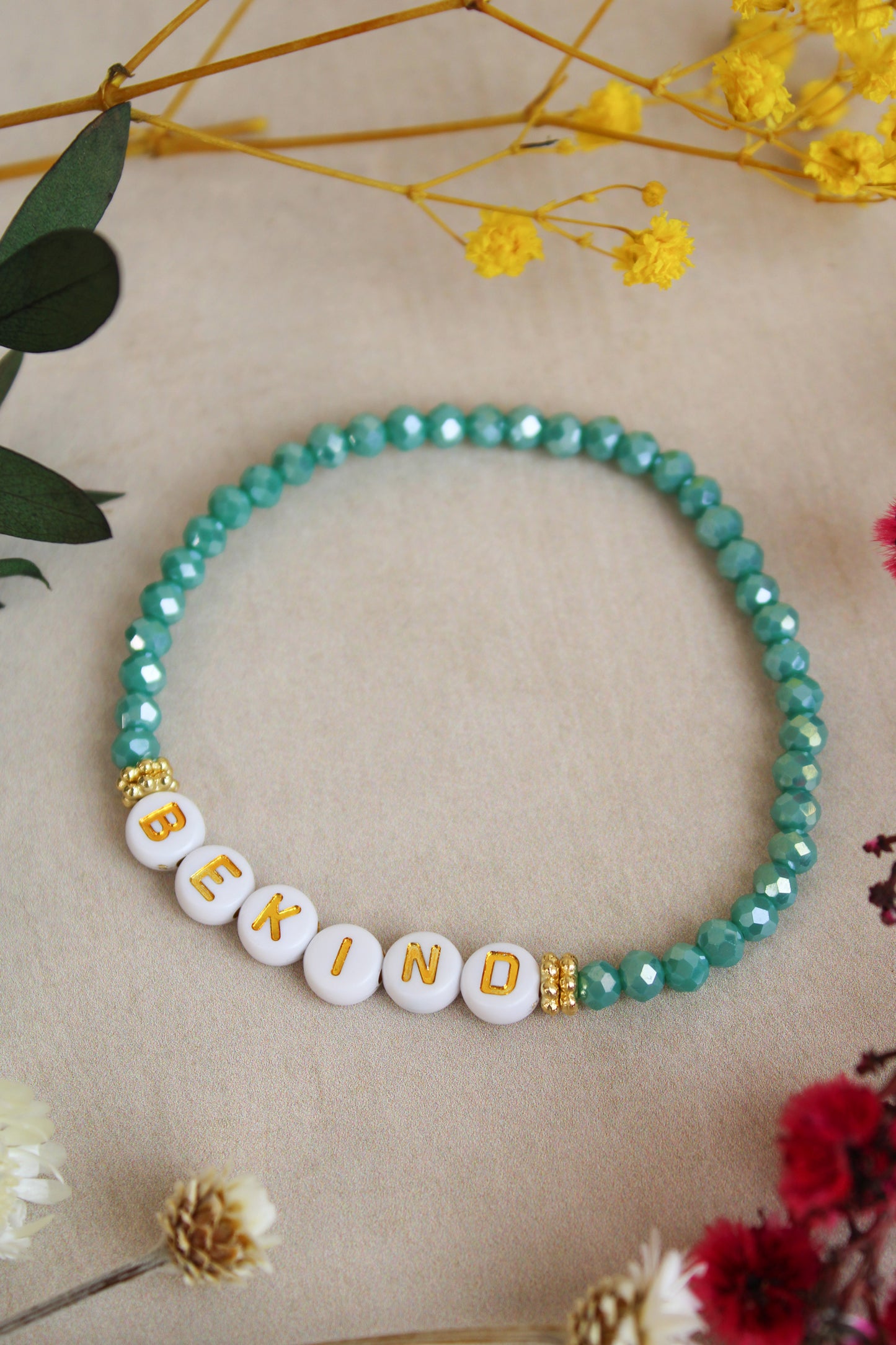 GREEN 'BE KIND' BRACELET (7794548408536)
