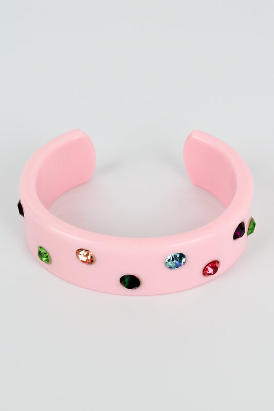 LIGHT PINK CHUNKY GEM BANGLE (7873280868568)