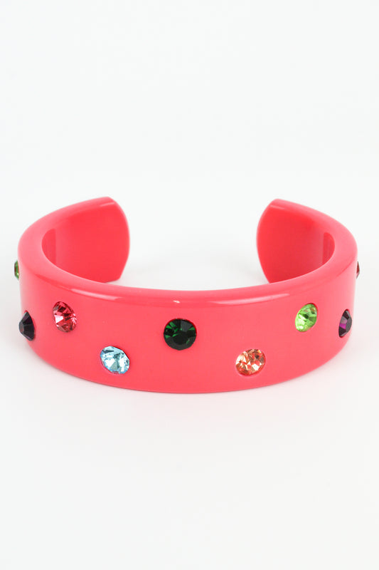 FLAMINGO PINK CHUNKY GEM BANGLE (7873282736344)