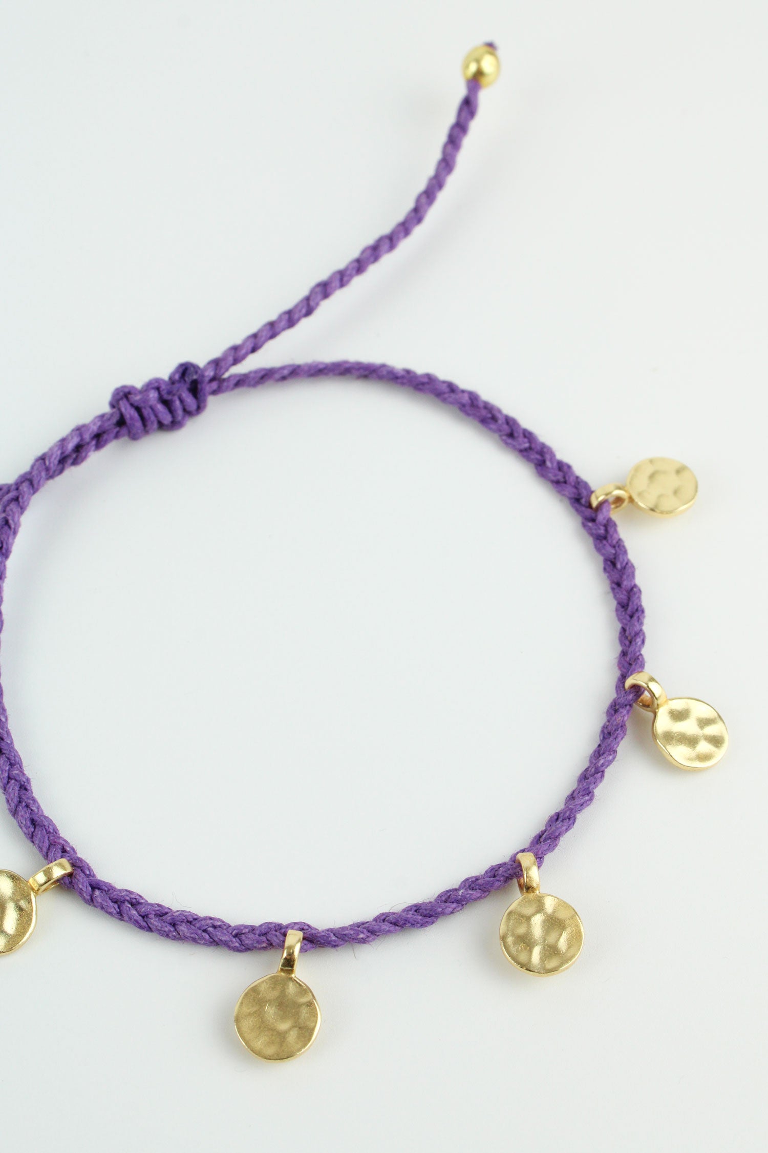 LILAC 5 HAMMERED DISC ROPE BRACELET (7879526383832)