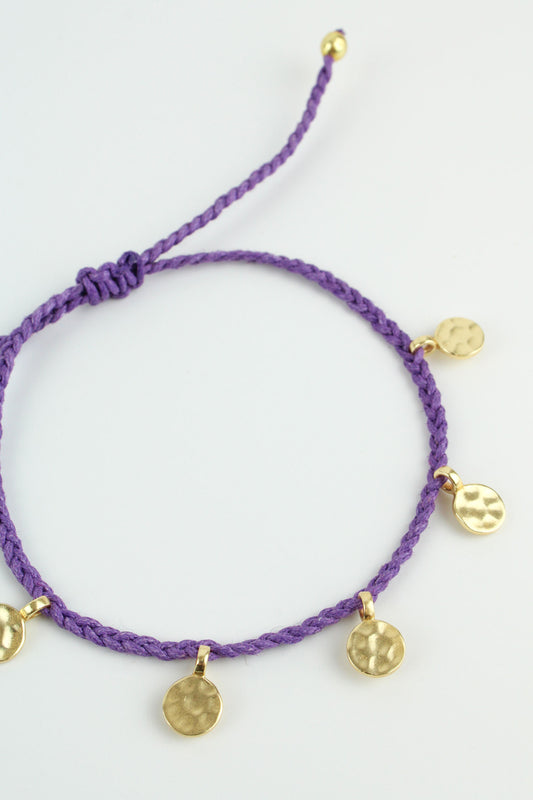 LILAC 5 HAMMERED DISC ROPE BRACELET (7879526383832)