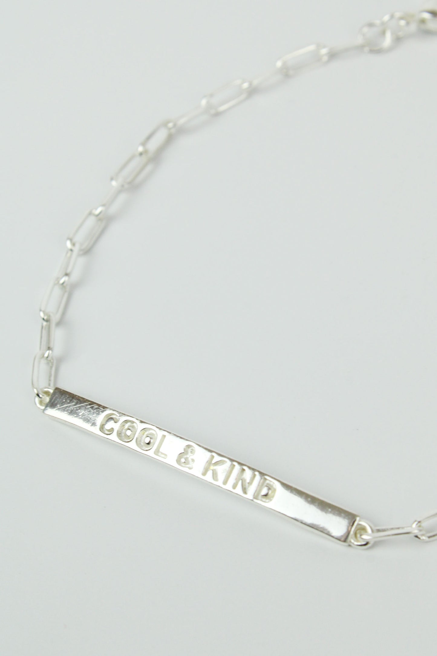 SILVER COOL & KIND BAR BRACELET (7896090280152)
